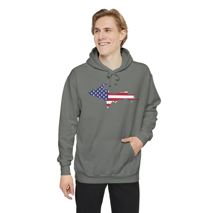 Michigan Upper Peninsula Hoodie (w/ UP USA Flag Outline) | Unisex Garment-Dyed