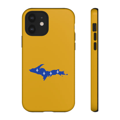 Michigan Upper Peninsula Tough Phone Case (Gold w/ UP Quebec Flag Outline) | Apple iPhone