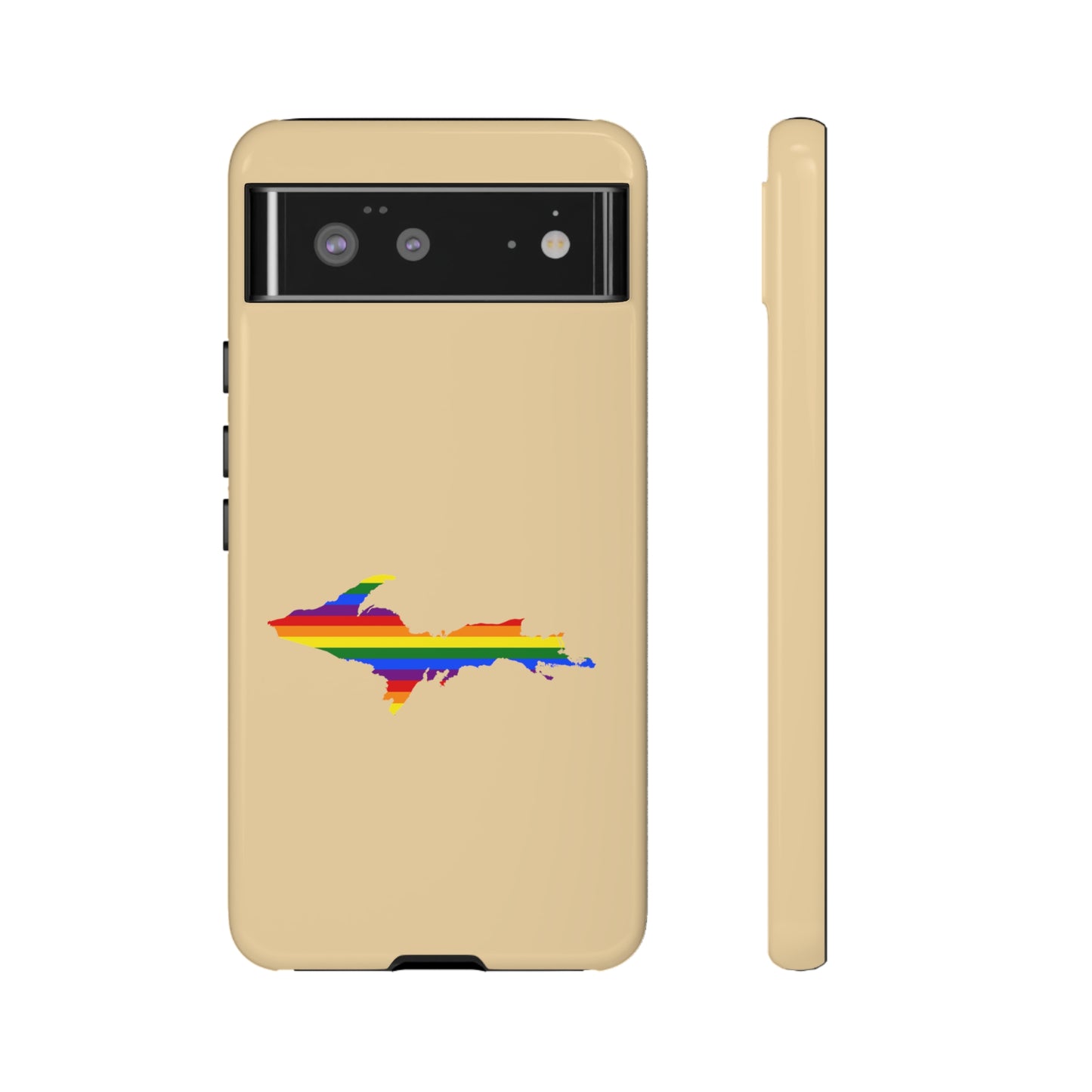 Michigan Upper Peninsula Tough Phone Case (Maple Color w/ UP Pride Flag Outline) | Samsung & Pixel Android