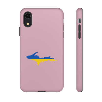 Michigan Upper Peninsula Tough Phone Case (Pink w/ UP Ukraine Flag Outline) | Apple iPhone