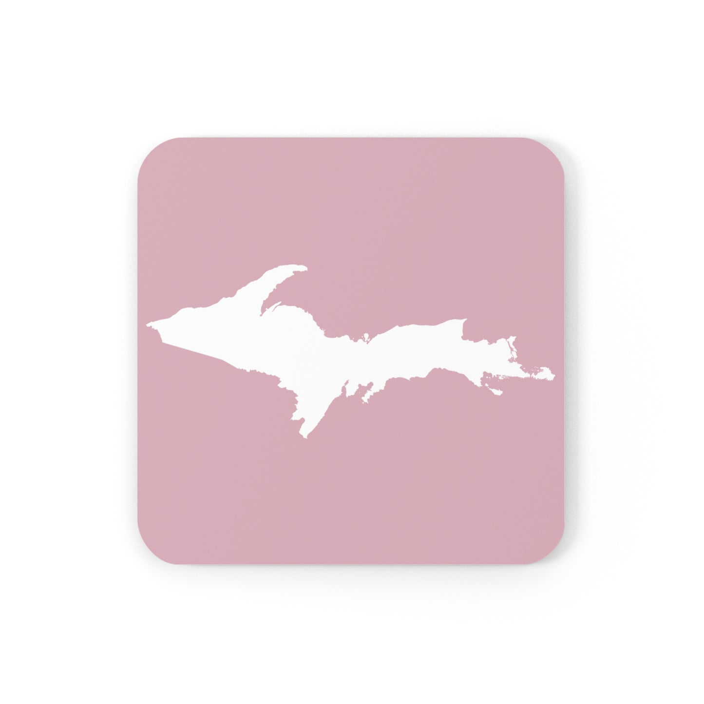 Michigan Upper Peninsula Coaster Set (Pink w/ UP Outline) | Corkwood - 4 pack