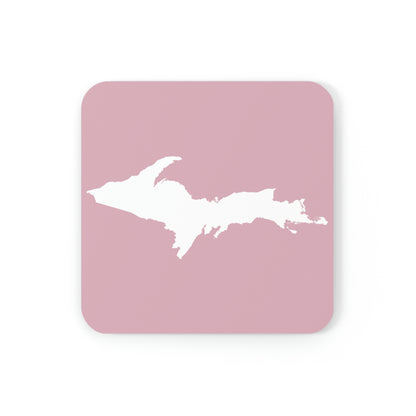 Michigan Upper Peninsula Coaster Set (Pink w/ UP Outline) | Corkwood - 4 pack