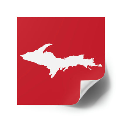 Michigan Upper Peninsula Square Sticker (Red w/ UP Outline) | Indoor/Outdoor