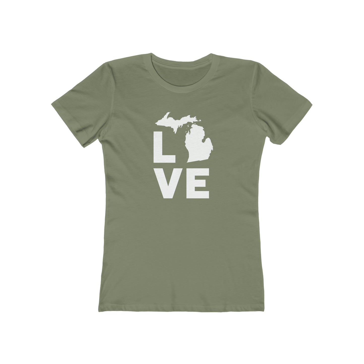 Michigan 'Love' T-Shirt (Geometric Sans Font) | Women's Boyfriend Cut