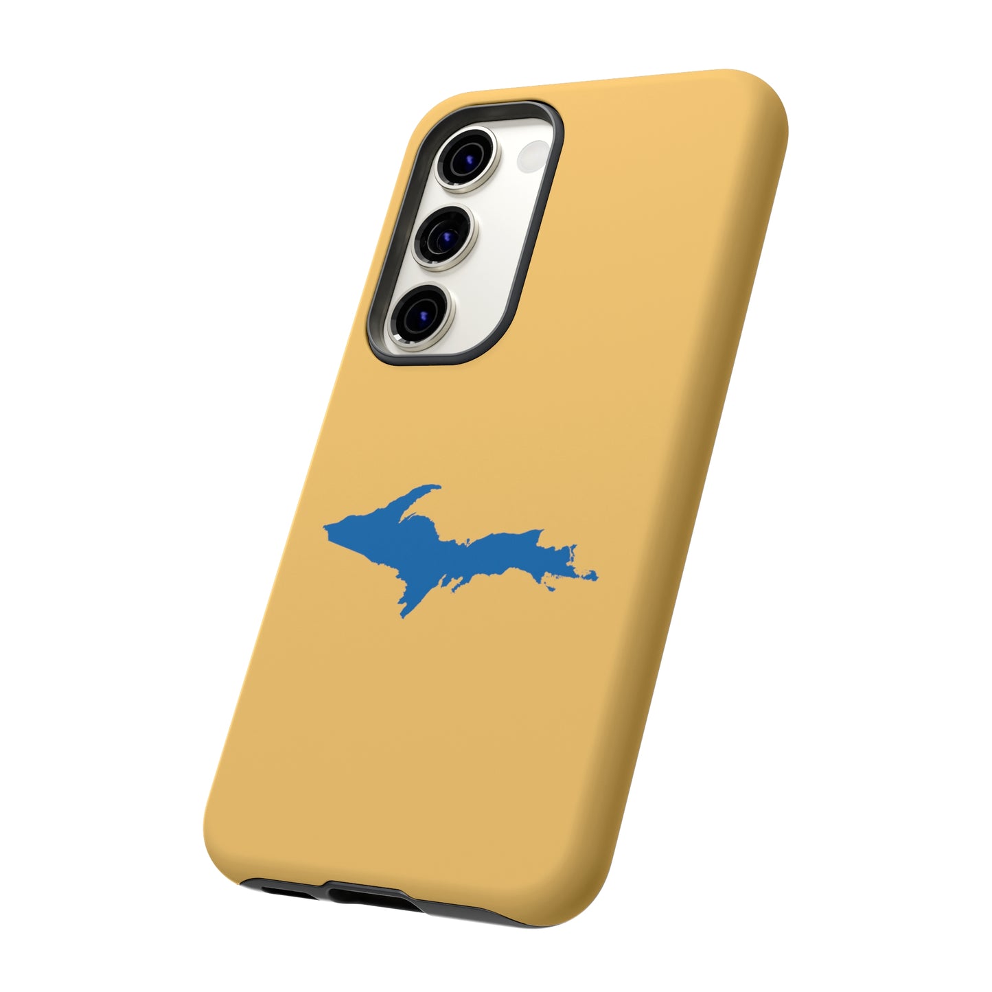 Michigan Upper Peninsula Tough Phone Case (Citrine w/ Azure UP Outline) | Samsung & Pixel Android