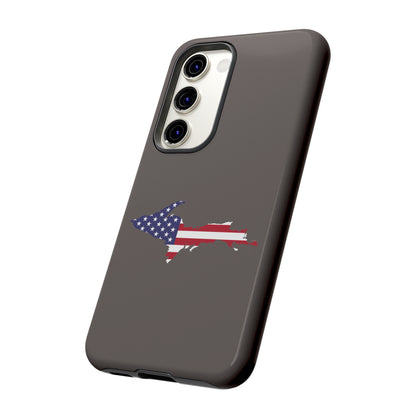 Michigan Upper Peninsula Tough Phone Case (Warren Tank Grey w/ UP USA Flag Outline) | Samsung & Pixel Android