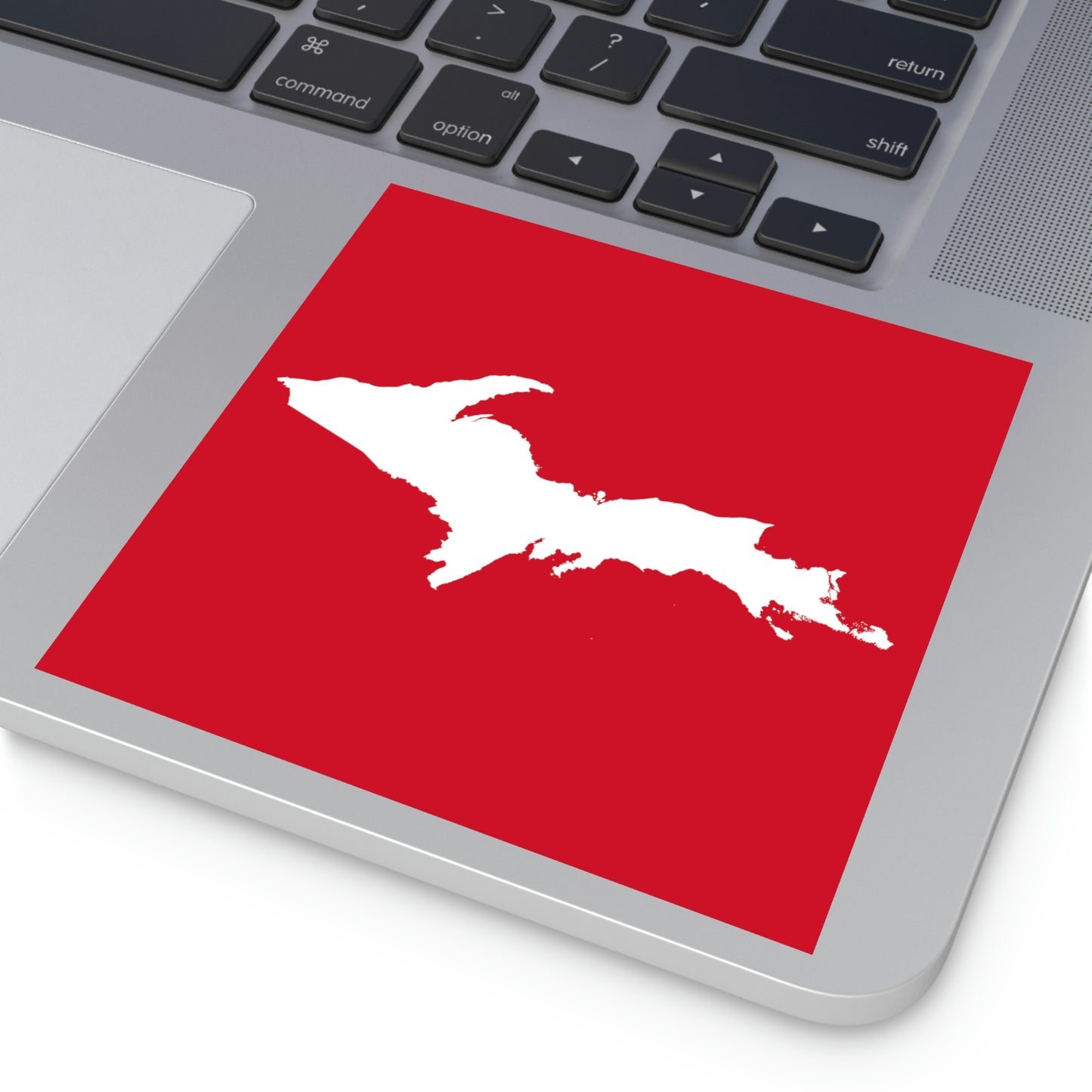 Michigan Upper Peninsula Square Sticker (Red w/ UP Outline) | Indoor/Outdoor