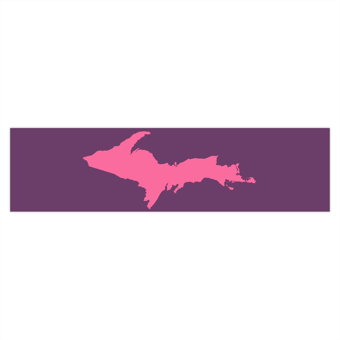 Michigan Upper Peninsula Bumper Sticker (w/ Pink UP Outline) | Plum Background