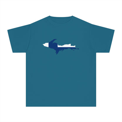 Michigan Upper Peninsula T-Shirt (w/ UP Finland Flag Outline) | Youth Garment-Dyed