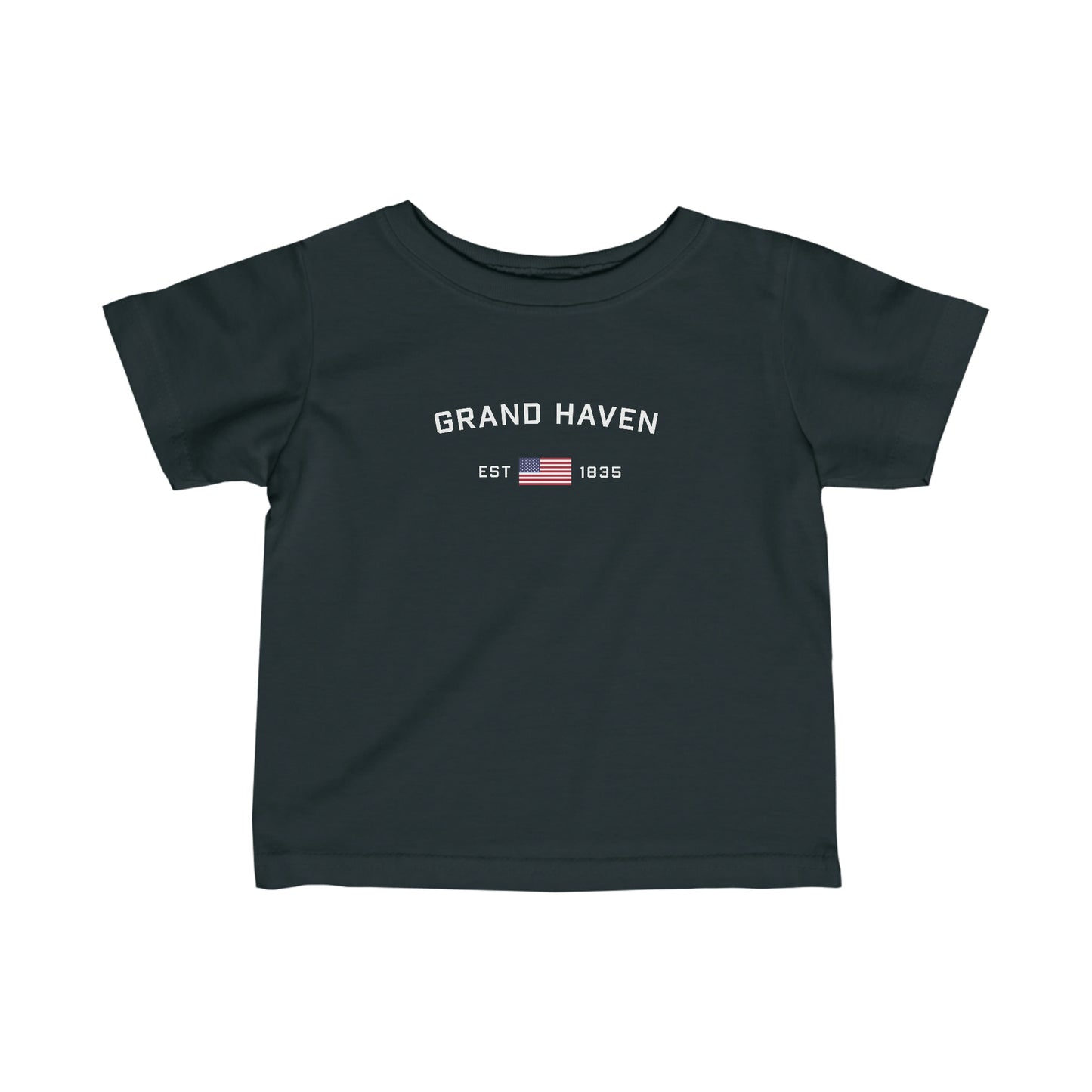 'Grand Haven EST 1848' T-Shirt (w/USA Flag Outline) |  Infant Short Sleeve