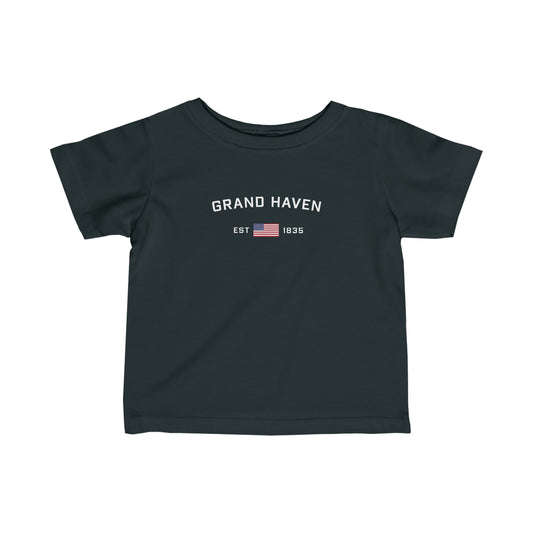 'Grand Haven EST 1848' T-Shirt (w/USA Flag Outline) |  Infant Short Sleeve