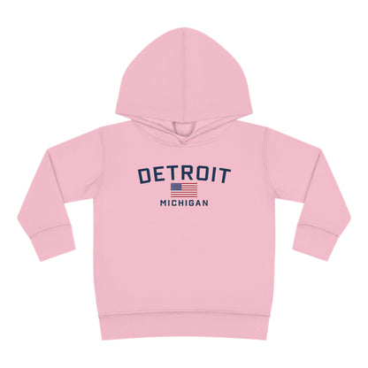 'Detroit Michigan' Hoodie (w/USA Flag Outline) | Unisex Toddler