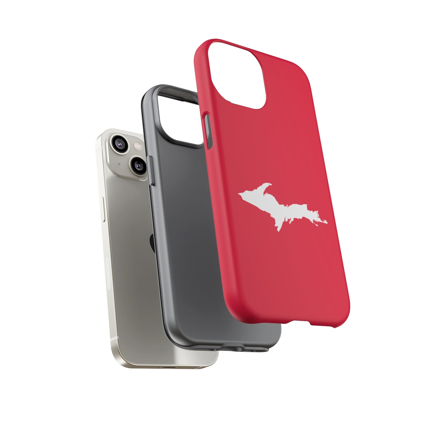 Michigan Upper Peninsula Tough Phone Case (Lighthouse Red w/ UP Outline) | Apple iPhone