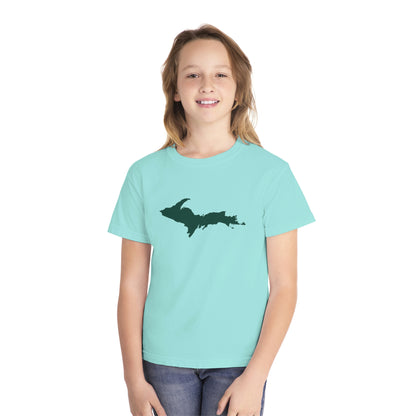 Michigan Upper Peninsula T-Shirt (w/ Green UP Outline) | Youth Garment-Dyed