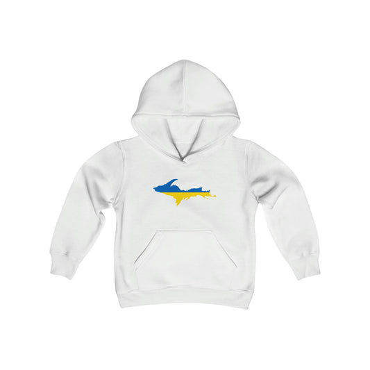 Michigan Upper Peninsula Hoodie (w/ UP Ukraine Flag Outline)| Unisex Youth