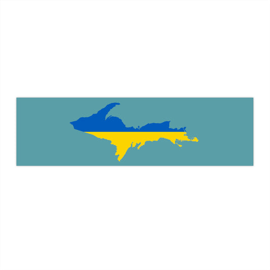 Michigan Upper Peninsula Bumper Stickers (w/ UP Ukraine Flag Outline) | Huron Blue Background