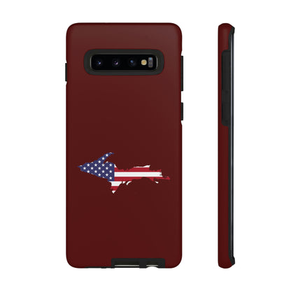 Michigan Upper Peninsula Tough Phone Case (Cherrywoold Color w/ UP USA Flag Outline) | Samsung & Pixel Android