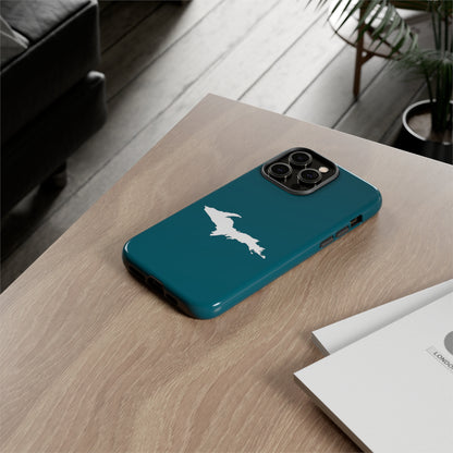 Michigan Upper Peninsula Tough Phone Case (Auburn Hills Teal w/ UP Outline) | Apple iPhone