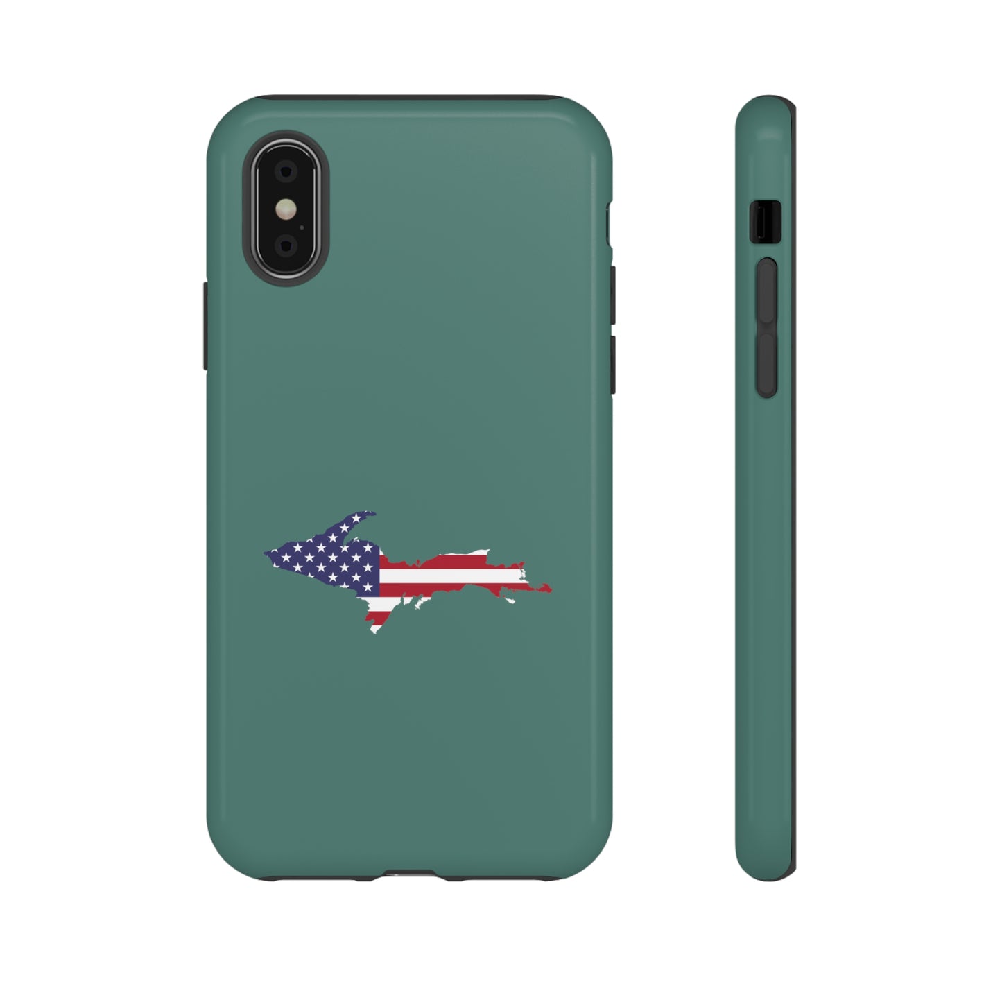 Michigan Upper Peninsula Tough Phone Case (Copper Green w/ UP USA Outline) | Apple iPhone