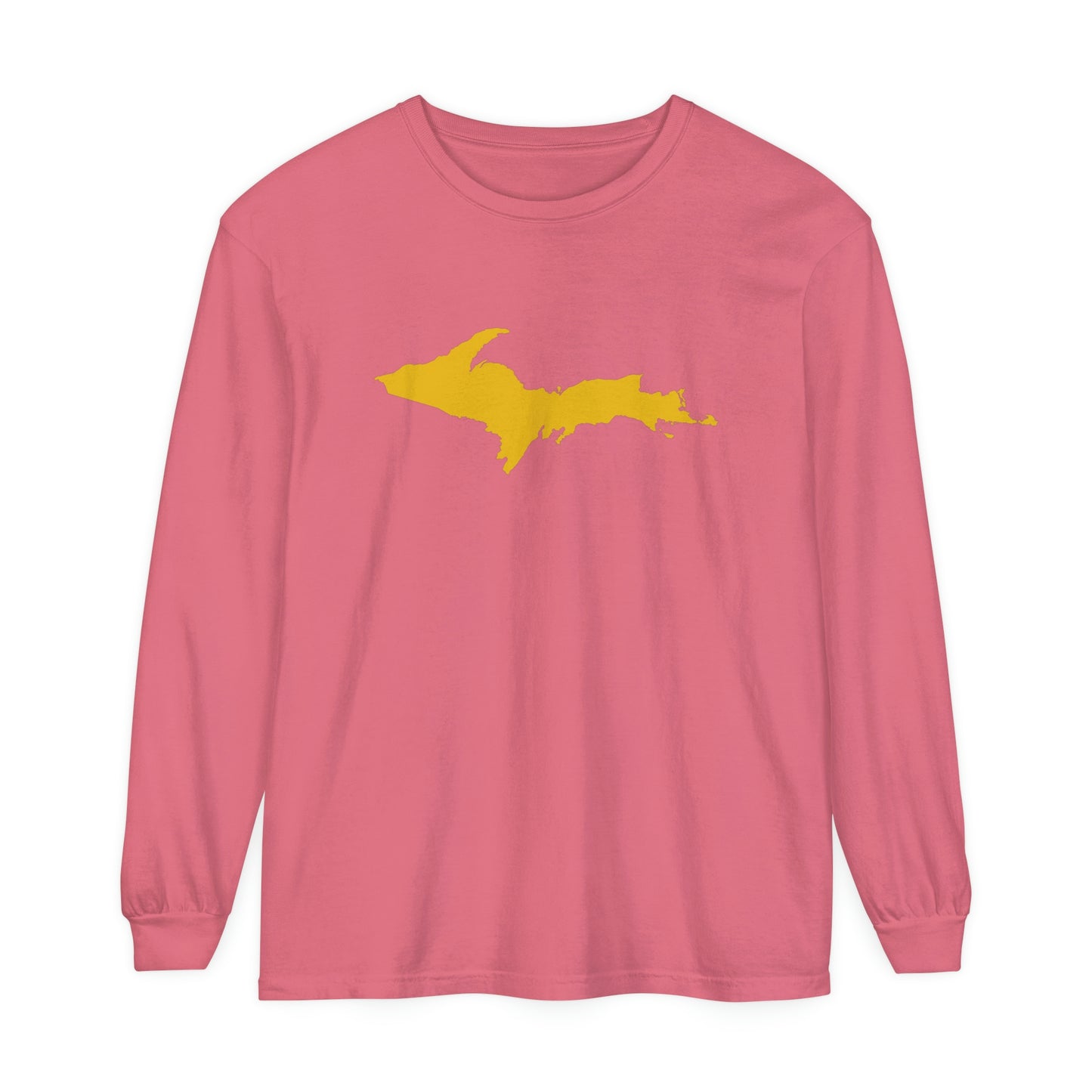 Michigan Upper Peninsula Garment-Dyed T-Shirt (w/ Gold UP Outline) | Unisex Long Sleeve