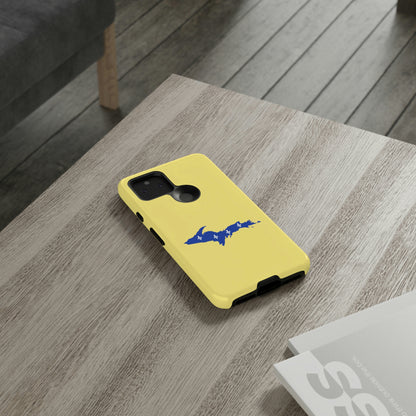 Michigan Upper Peninsula Tough Phone Case (Yellow Cherry Color w/ UP Quebec Flag Outline) | Samsung & Pixel Android