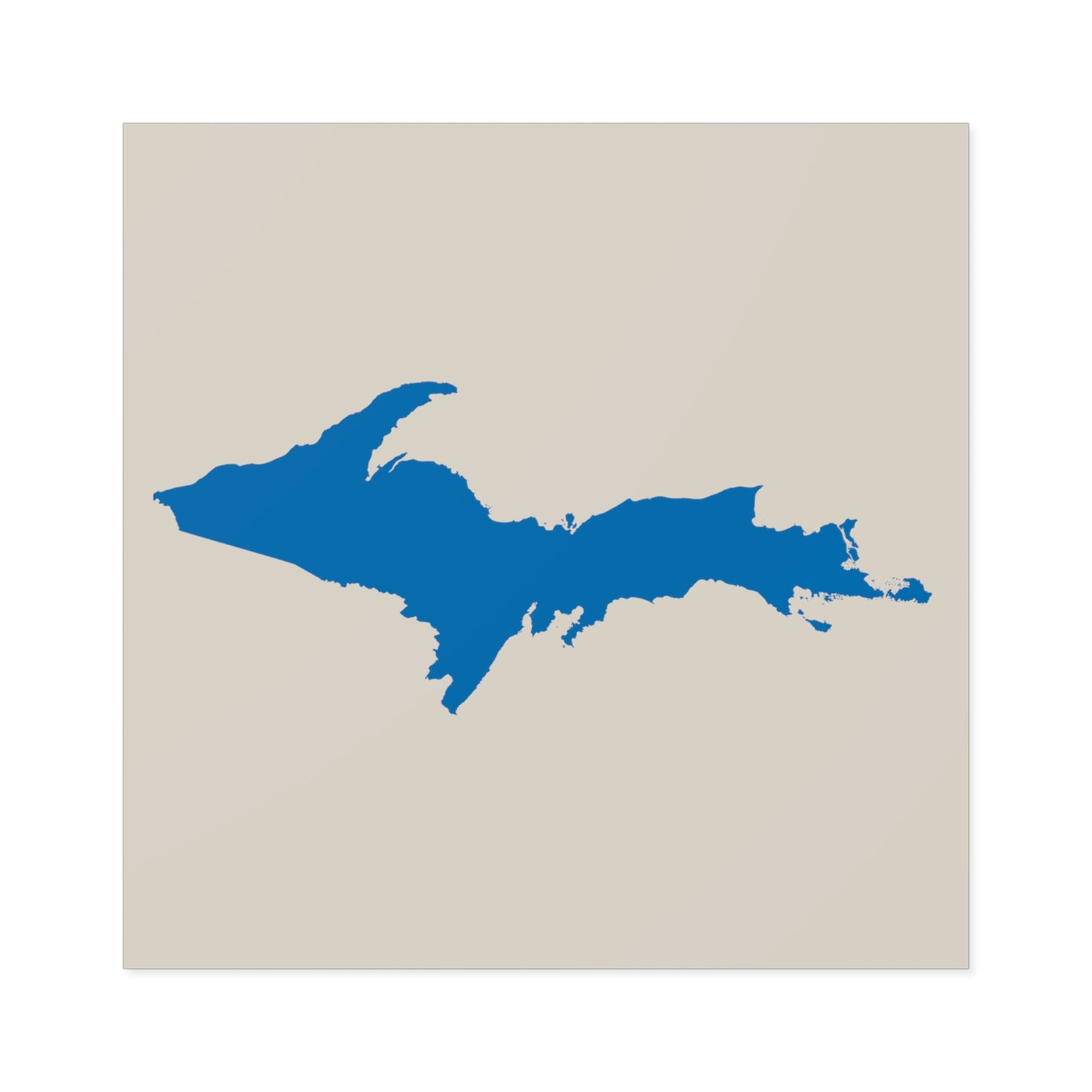 Michigan Upper Peninsula Square Sticker (Canvas Color w/ Azure UP Outline) | Indoor/Outdoor