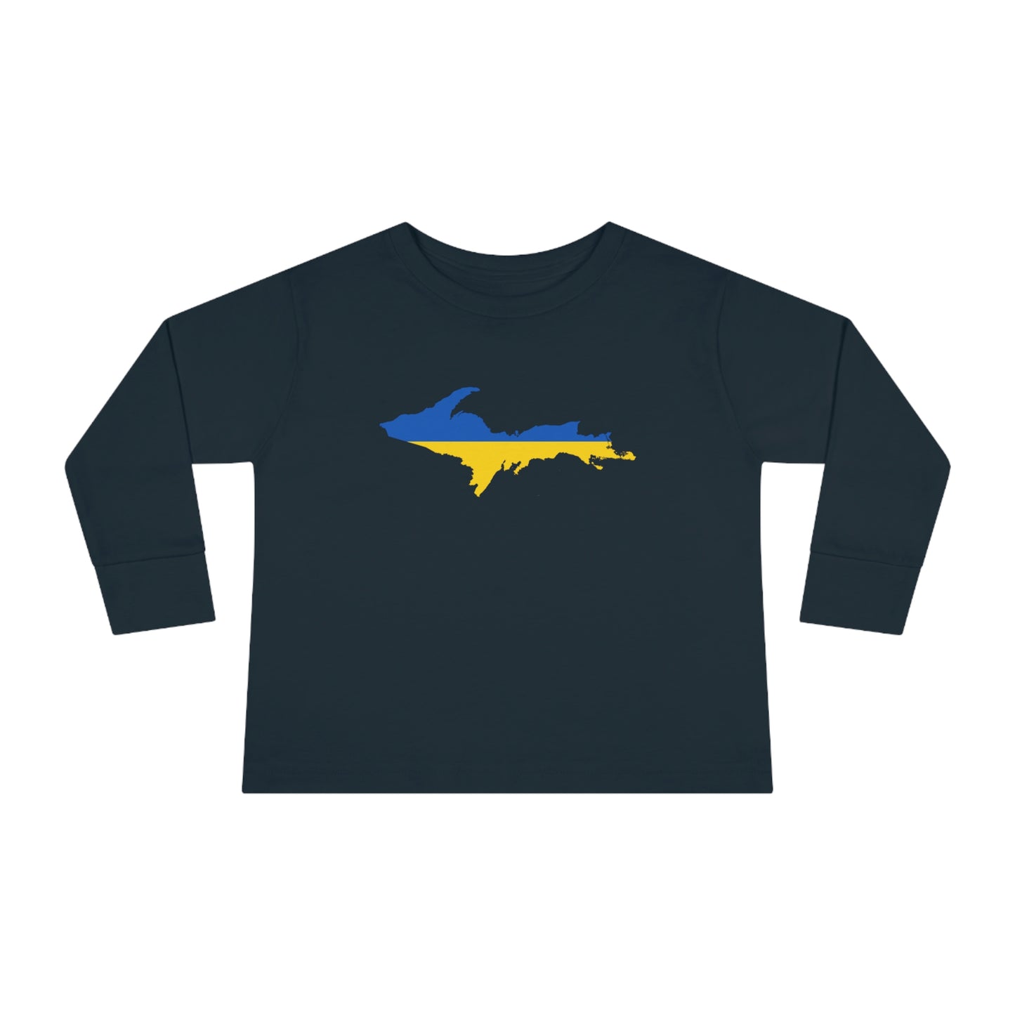 Michigan Upper Peninsula T-Shirt (w/ UP Ukraine Flag Outline) | Toddler Long Sleeve