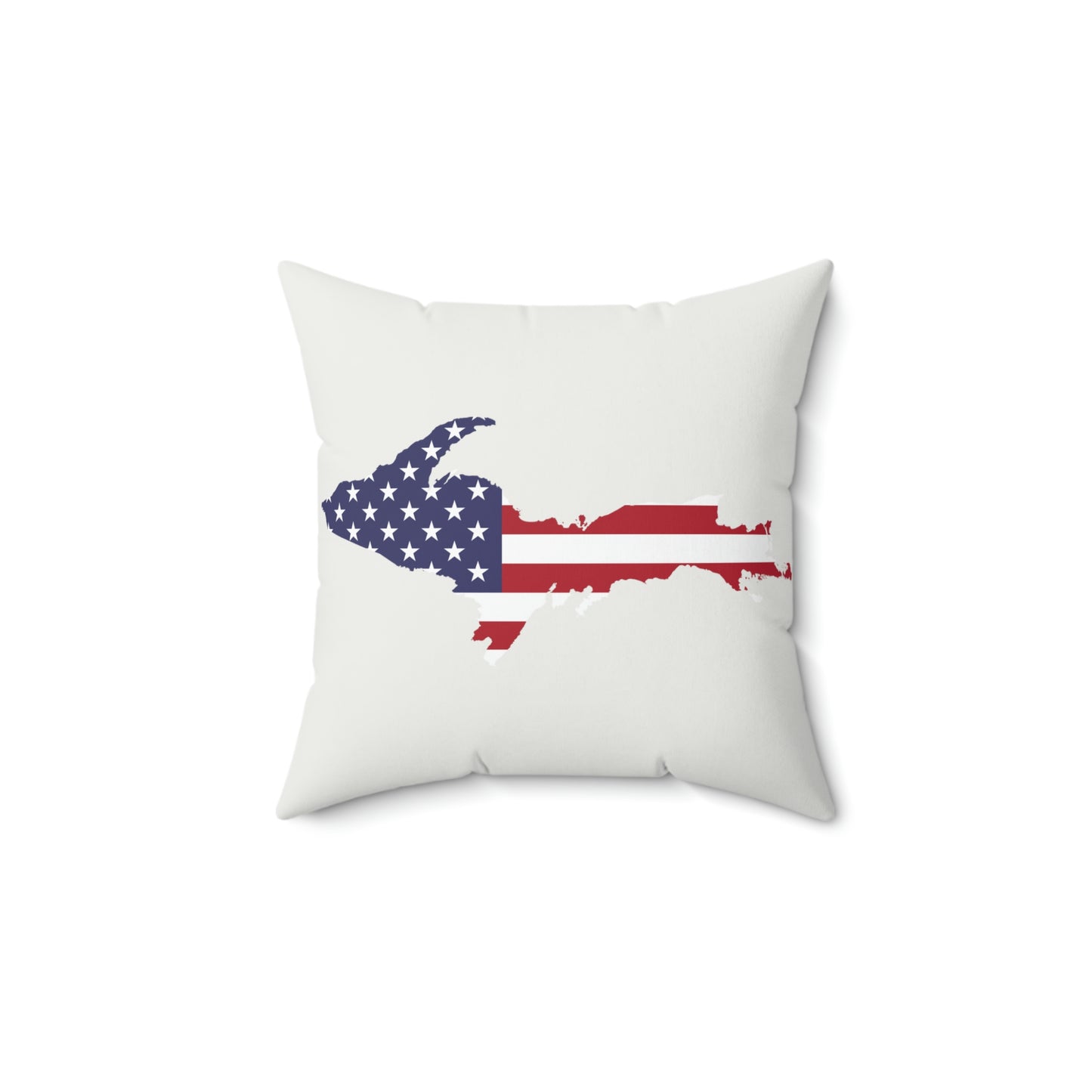 Michigan Upper Peninsula Accent Pillow (w/ UP USA Flag Outline) | Birch Bark White