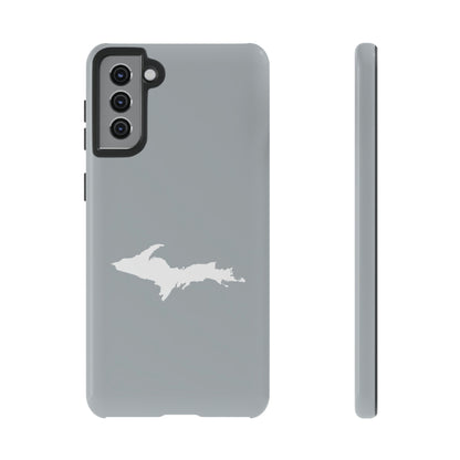 Michigan Upper Peninsula Tough Phone Case (Silver w/ UP Outline) | Samsung & Pixel Android