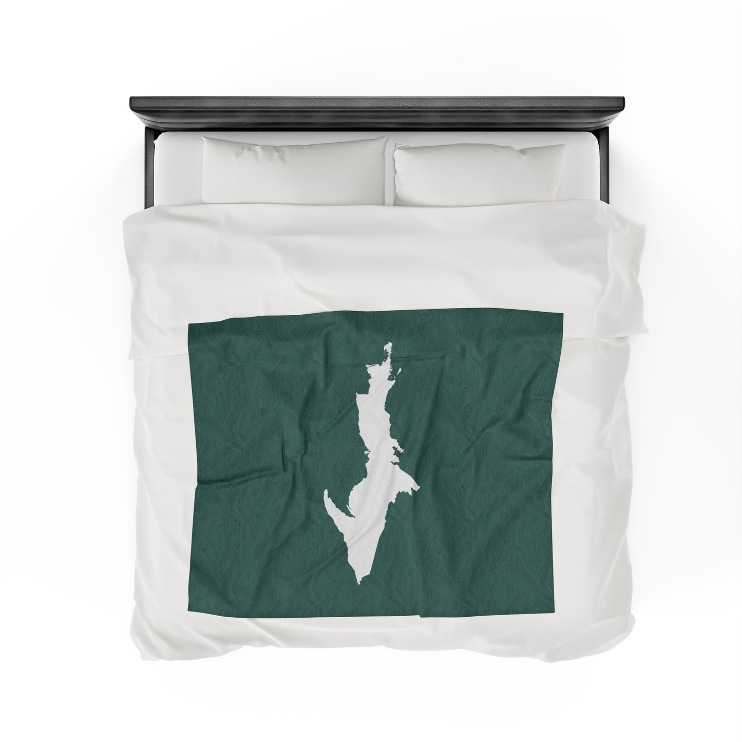 Michigan Upper Peninsula Plush Blanket (w/ UP Outline) | Copper Green