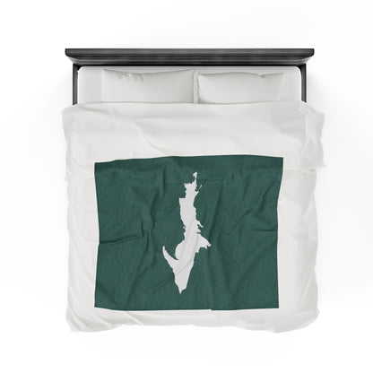 Michigan Upper Peninsula Plush Blanket (w/ UP Outline) | Copper Green