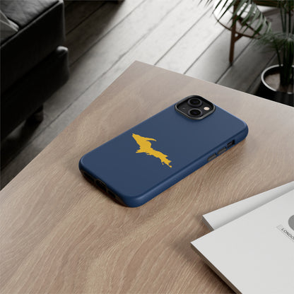 Michigan Upper Peninsula Tough Phone Case (Navy w/ Gold UP Outline) | Apple iPhone