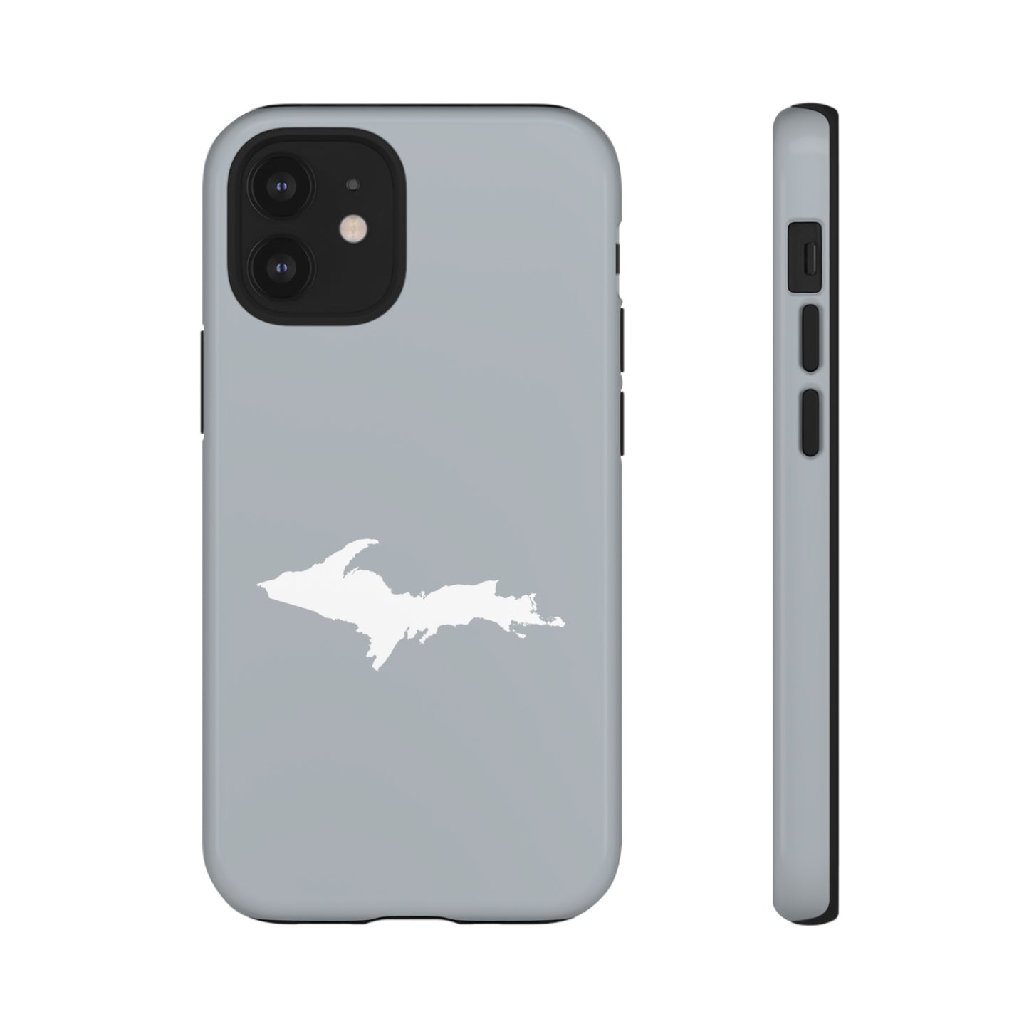 Michigan Upper Peninsula Tough Phone Case (Silver w/ UP Outline) | Apple iPhone