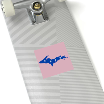 Michigan Upper Peninsula Square Sticker (Pink w/ UP Quebec Flag Outline) | Indoor/Outdoor