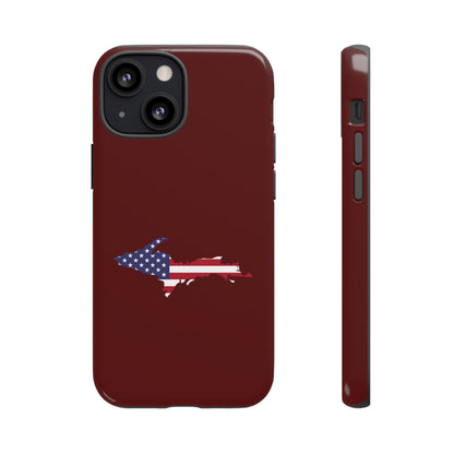 Michigan Upper Peninsula Tough Phone Case (Cherrywood Color w/ UP USA Outline) | Apple iPhone