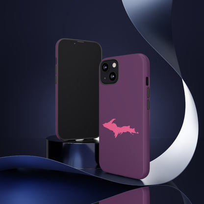 Michigan Upper Peninsula Tough Phone Case (Plum w/ Pink UP Outline) | Apple iPhone