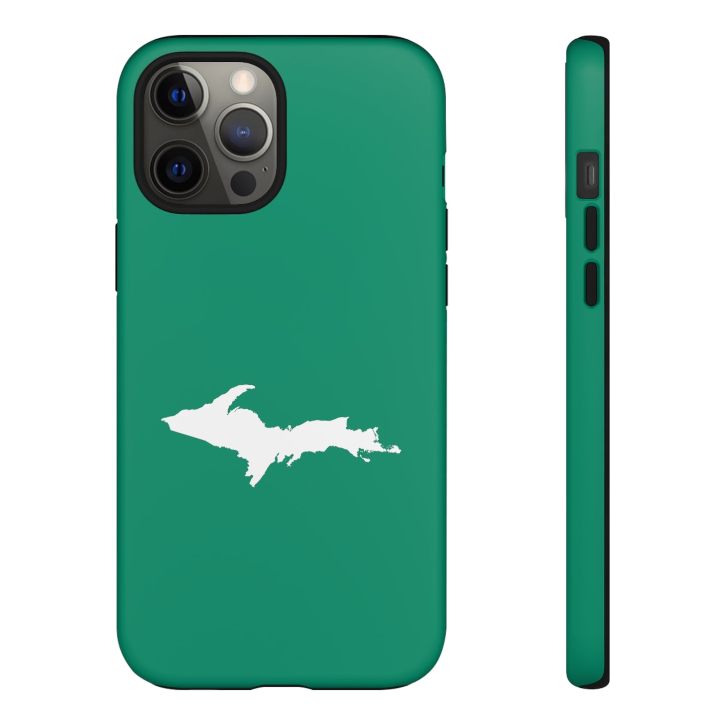 Michigan Upper Peninsula Tough Phone Case (Emerald Green w/ UP Outline) | Apple iPhone