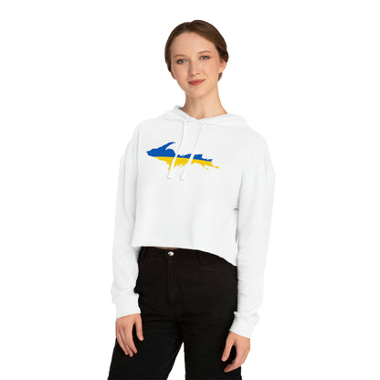 Michigan Upper Peninsula Hoodie (w/ UP Ukraine Flag Outline) | Lightweight Cropped