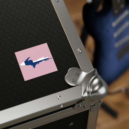 Michigan Upper Peninsula Square Sticker (Pink w/ UP Finland Flag Outline) | Indoor/Outdoor