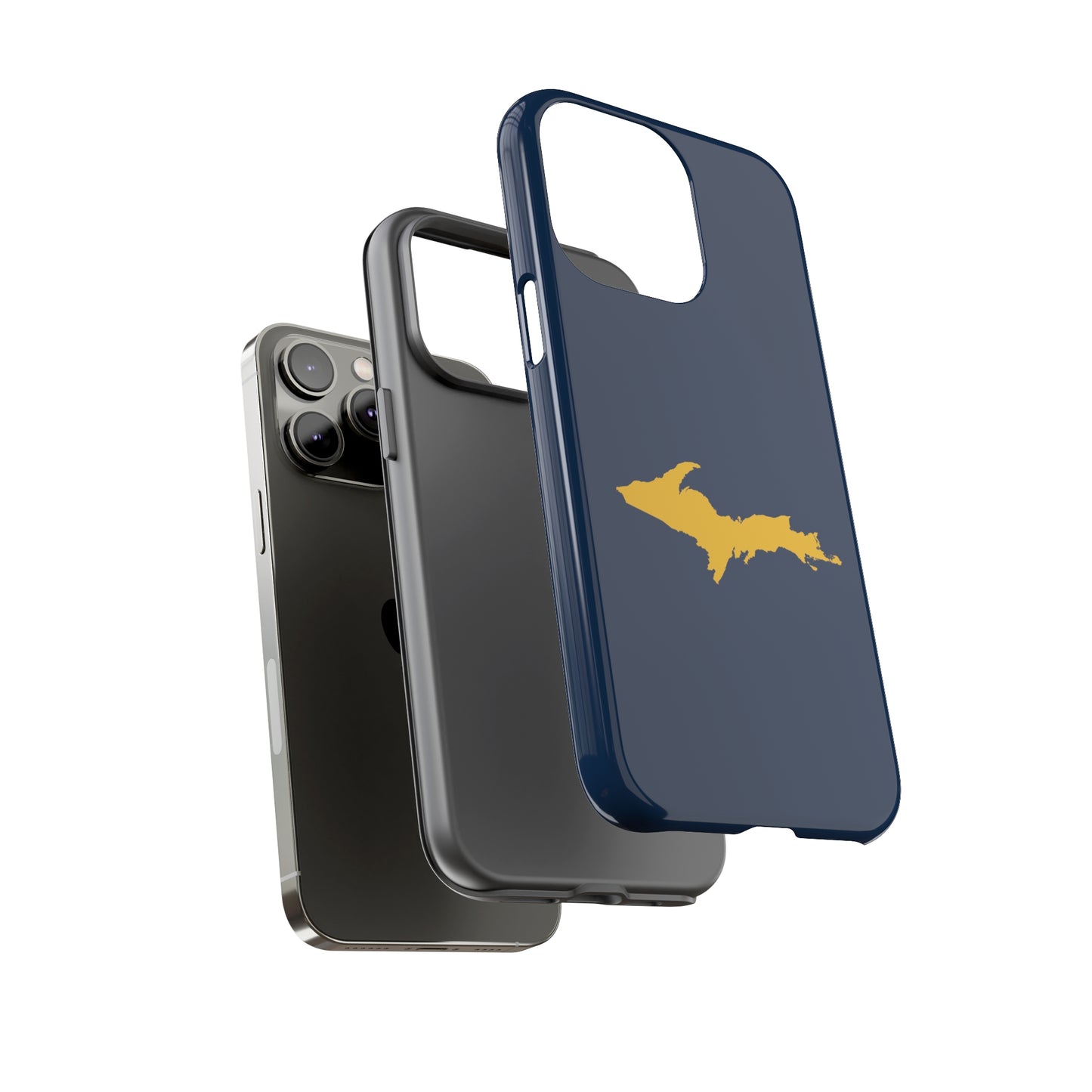 Michigan Upper Peninsula Tough Phone Case (Navy w/ Gold UP Outline) | Apple iPhone