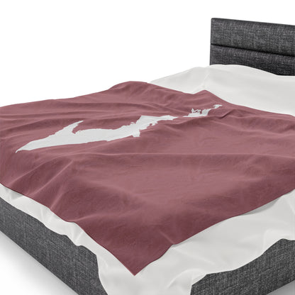 Michigan Upper Peninsula Plush Blanket (w/ UP Outline) | Cherry Blossom Pink