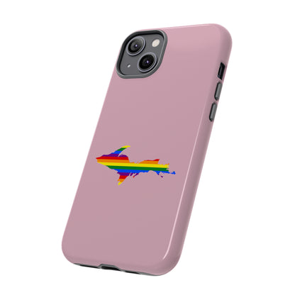 Michigan Upper Peninsula Tough Phone Case (Pink w/ UP Pride Flag Outline) | Apple iPhone