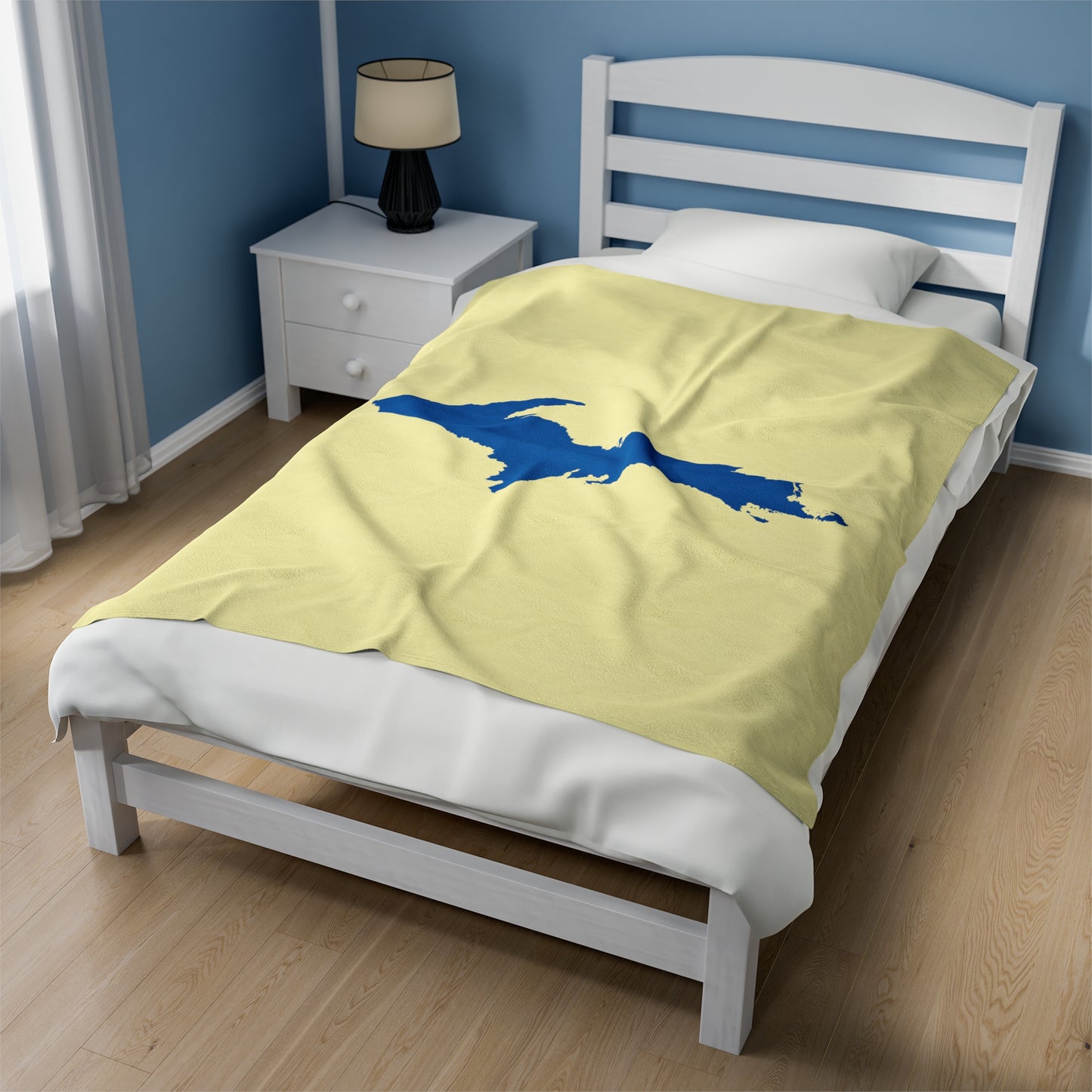 Michigan Upper Peninsula Plush Blanket (w/ Azure UP Outline) | Canary Yellow