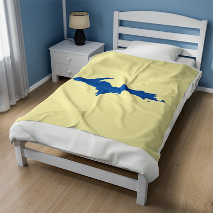 Michigan Upper Peninsula Plush Blanket (w/ Azure UP Outline) | Canary Yellow