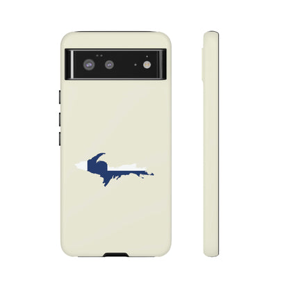 Michigan Upper Peninsula Tough Phone Case (Ivory Color w/ UP Finland Flag Outline) | Samsung & Pixel Android