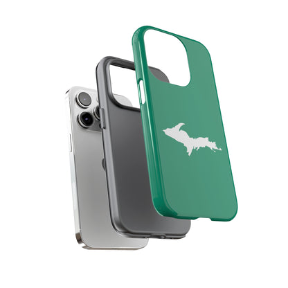 Michigan Upper Peninsula Tough Phone Case (Emerald Green w/ UP Outline) | Apple iPhone