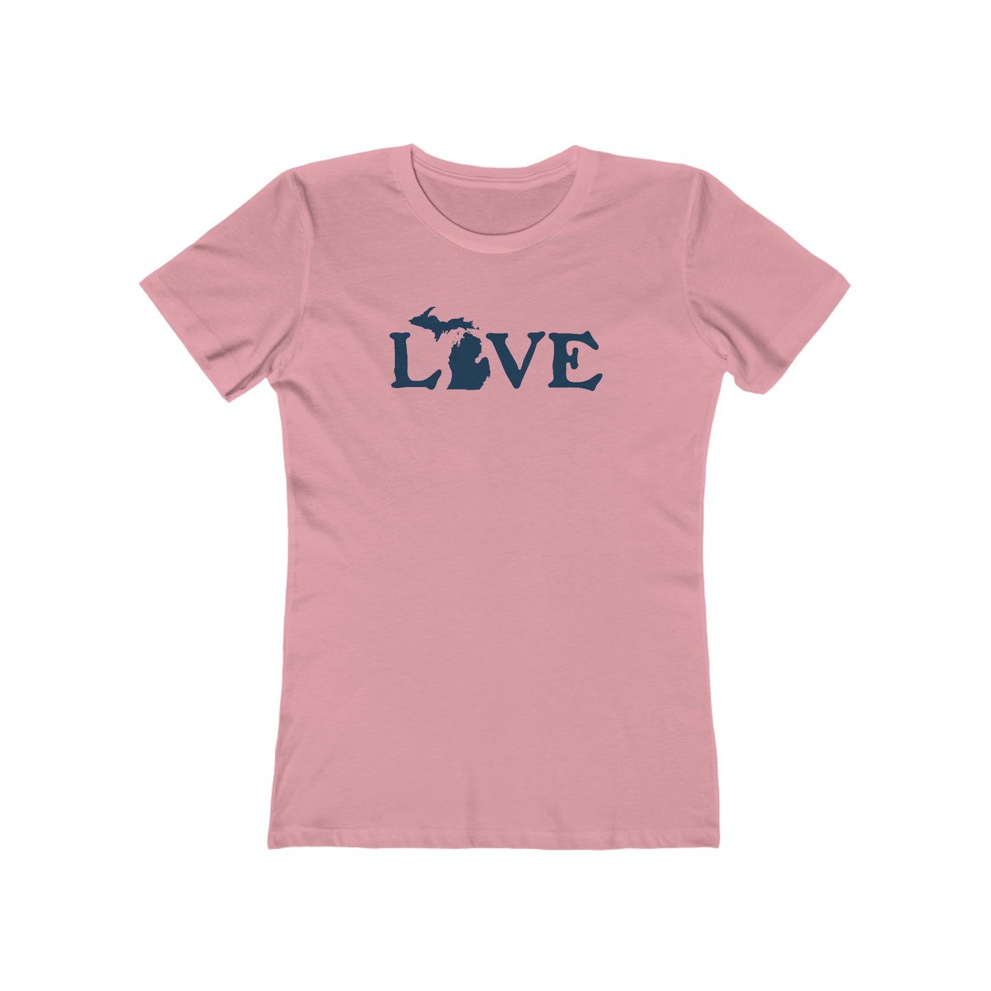 Michigan 'Love' T-Shirt (Woodcut Font) | Women's Boyfriend Cut