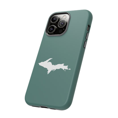 Michigan Upper Peninsula Tough Phone Case (Copper Green w/ UP Outline) | Apple iPhone