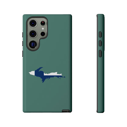 Michigan Upper Peninsula Tough Phone Case (Copper Green w/ UP Finland Flag Outline) | Samsung & Pixel Android