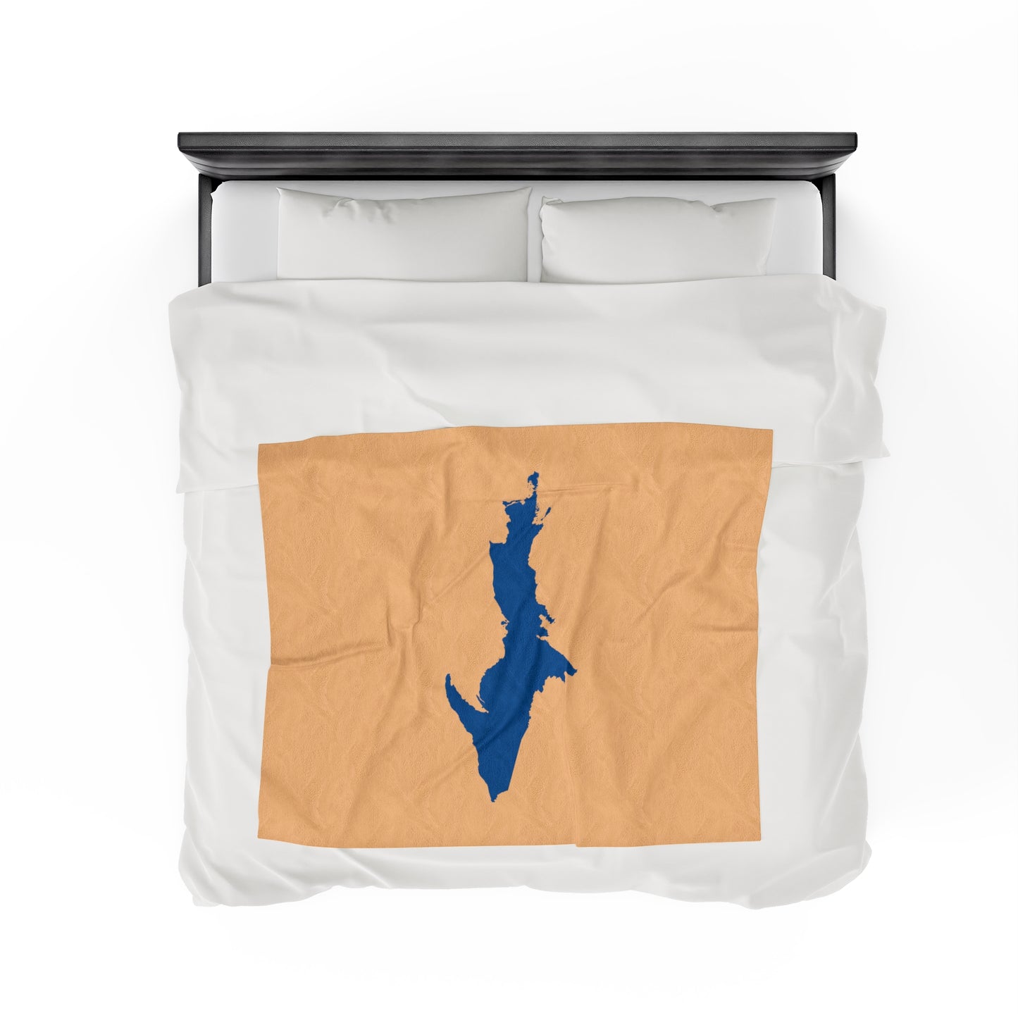 Michigan Upper Peninsula Plush Blanket (w/ Azure UP Outline) | Pale Apricot